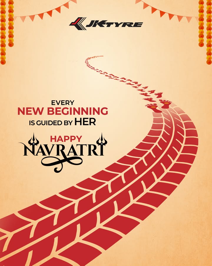 This Navratri, may your journey be powerful and your drive unstoppable. Happy Navratri. JKTyre TotalControl Navratri