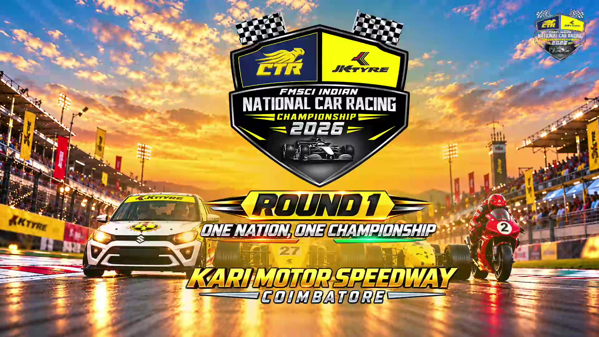 CTR JK Tyre FMSCI Indian National Car Racing Championship 2026 Round 1 Day 1