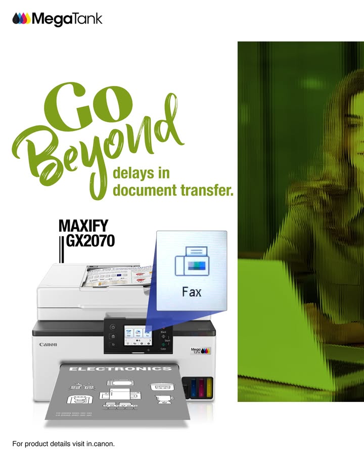 MAXIFY GX2070 is equipped with a Super G3 fax modem for high speed transmission and supports colour faxing, making it ideal ...
