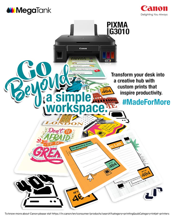 Your desk is your creative HQ so make it motivating with the PIXMA G3010