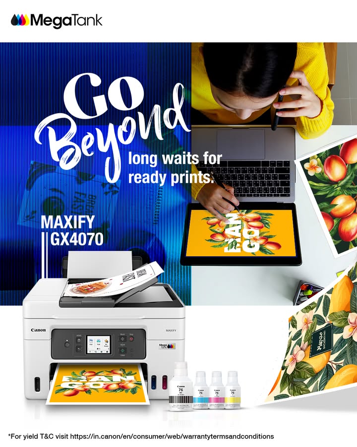 Quick drying pigment inks on the MAXIFY GX4070 deliver high quality prints, even at print volumes of up to 33,000 prints per...