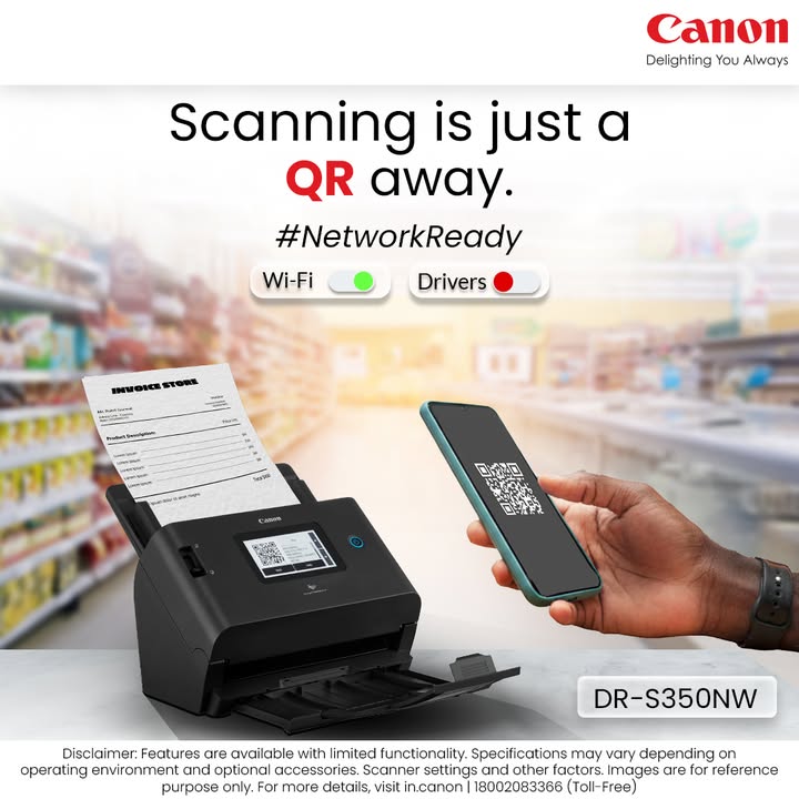 Scanning made simple. Just a QR away with DR S350NW. Enquire Now https cloud.connect.canon.co