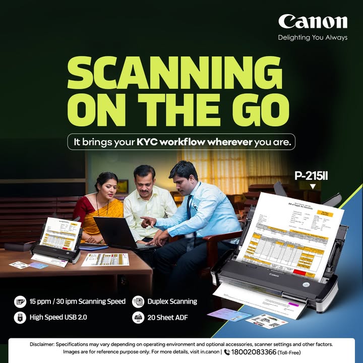 Scanning on the go made effortless with P 215II. Enquire Now https cloud.connect.canon.co