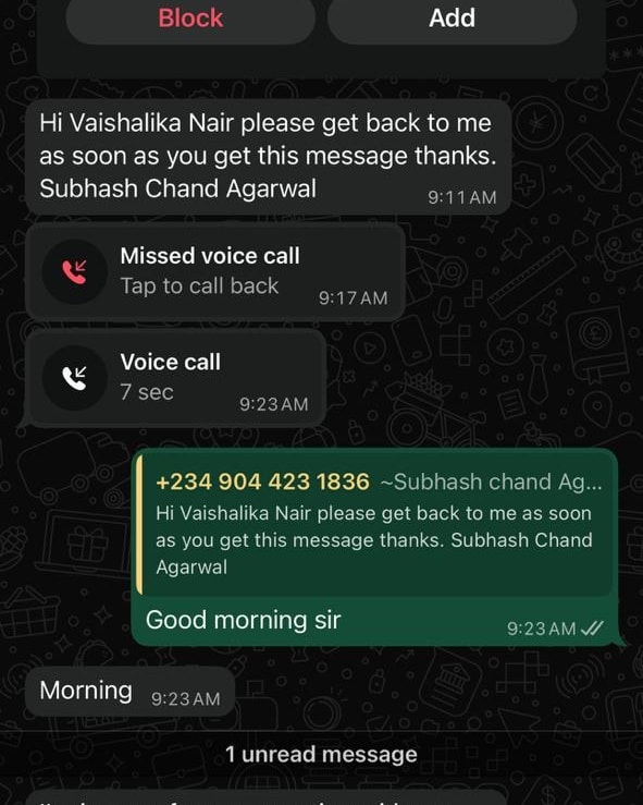 Hi everyone, It has come to our notice that fraudsters are sending fake WhatsApp messages impersonating our CMD, Mr