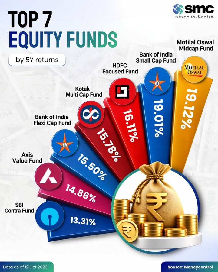Which equity funds have delivered the strongest 5 year returns As of 12 Oct 2026, the Mirae Asset NYSE FANG ETF FoF ...