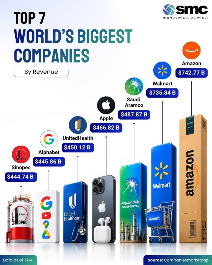 The worlds largest companies by revenue show just how massive global scale can get Amazon leads at 742