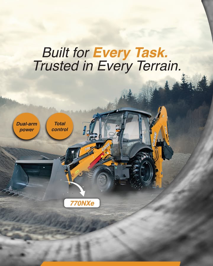 The CASE 770 NXe takes on any terrain with loader and backhoe arms in perfect sync, digging, lifting, and powering through the toughest jobs. One machine. Total control. CASEConstructiomnEquipment BackhoeLoader 770NXe The CASE 770 NXe takes on any terrain with loader and backhoe arms in perfect sync, digging, lifting, and powering through t...