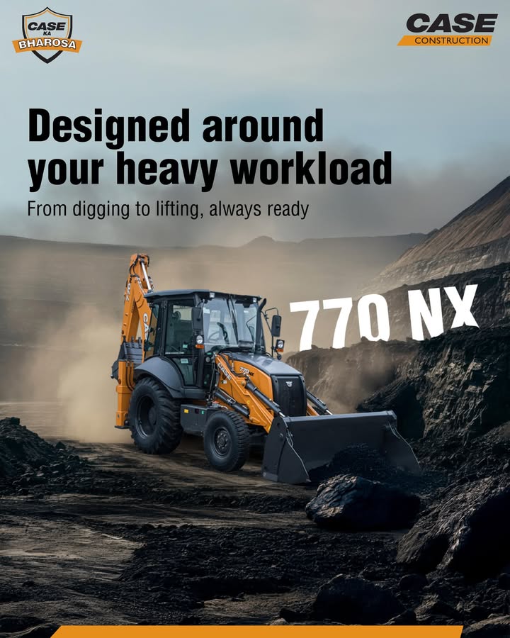 Built to perform. Engineered to endure. From digging deep to lifting heavy, the CASE 770 NX is your reliable partner on every job site. Because when the work gets tough CASEKaBharosa never lets you down Built to perform. Engineered to endure