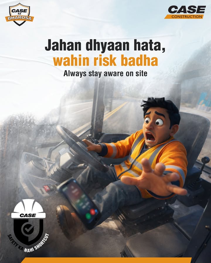 Phone side par rakho. Focus site par rakho. Ek second ka distraction, bada risk ban sakta hai. Safety ka nahin shortcut
