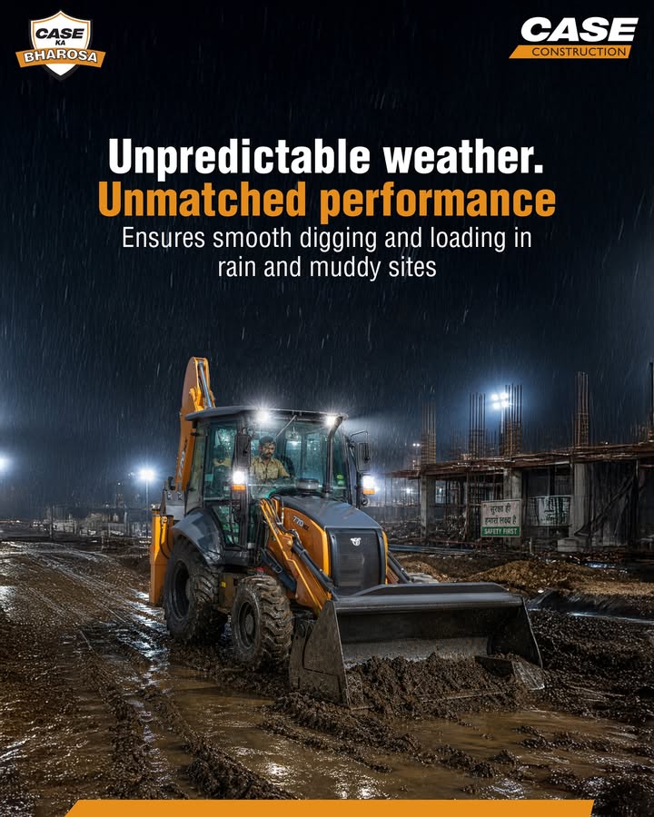 Rain ho ya muddy site CASE machines deliver uninterrupted performance