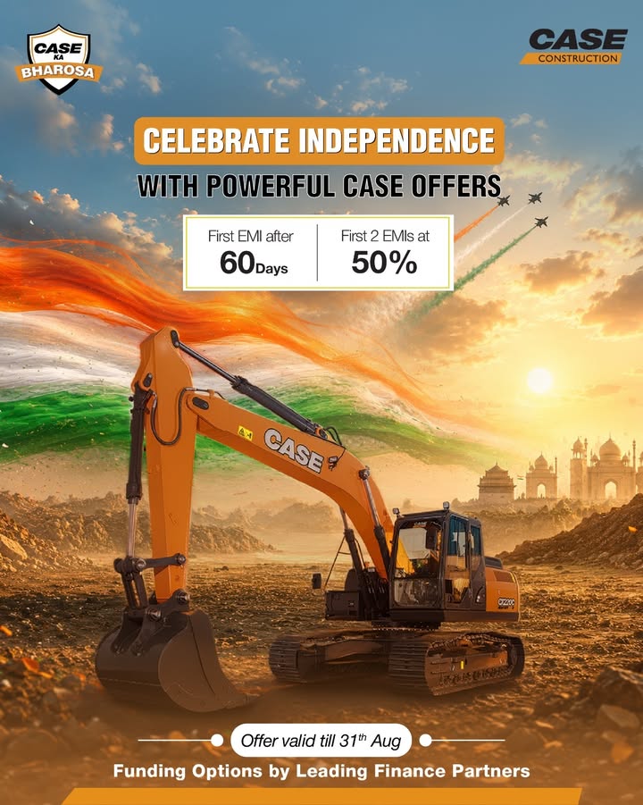 Naye Case CX220C Excavator ke saath manaye aazadi ka jashn aur uthaye 60 days baad pehli EMI dene ka fayda