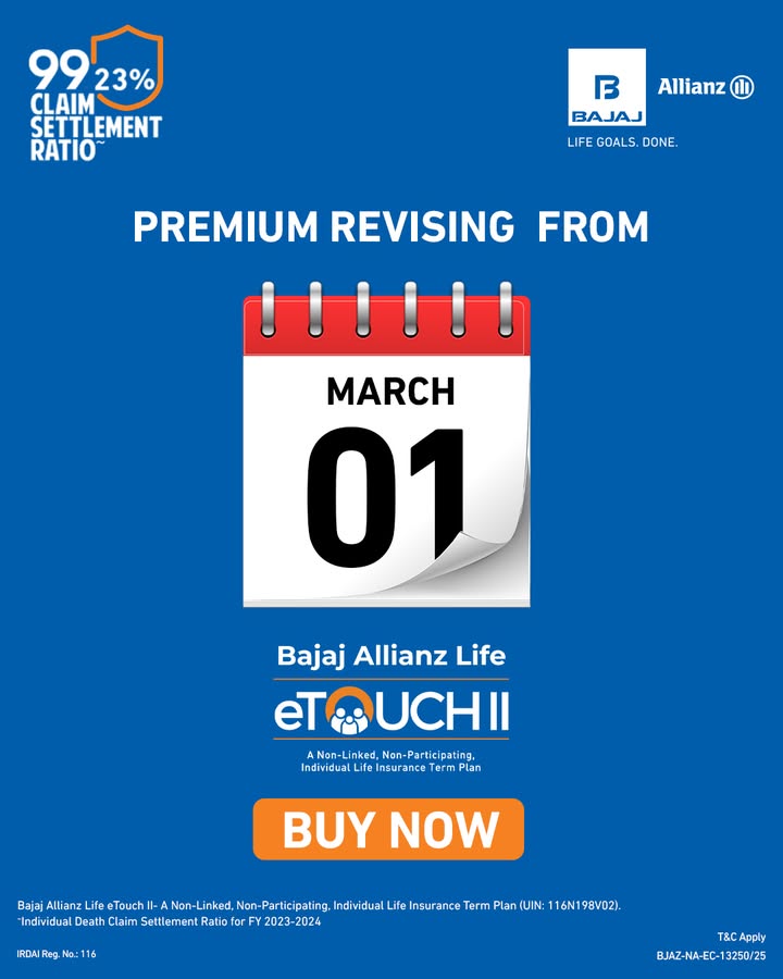 Why pay more when you can lock in a lower premium today Get a life cover and secure your financial future with Bajaj Allian...