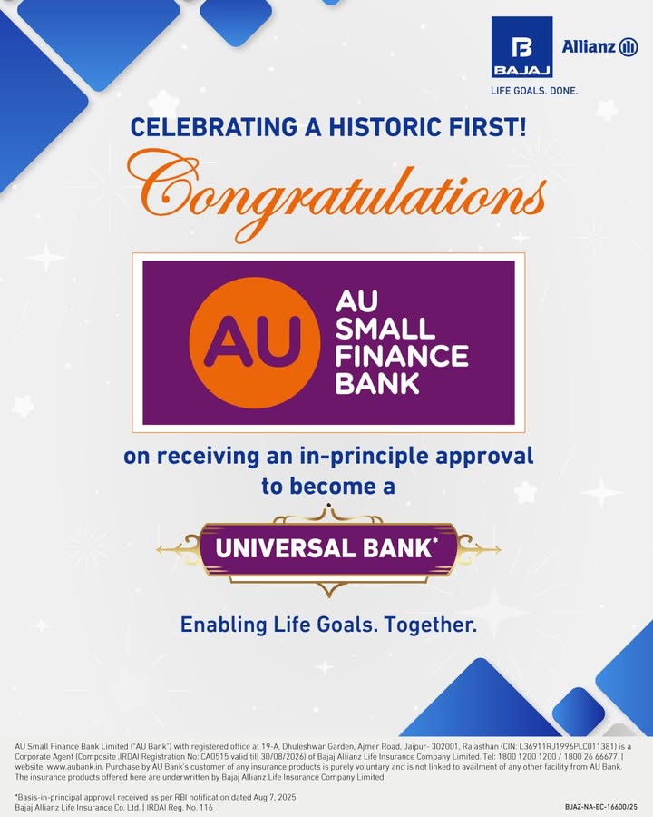 We extend our heartfelt congratulations to AU Small Finance Bank for becoming the first Small Finance Bank to receive an in ...