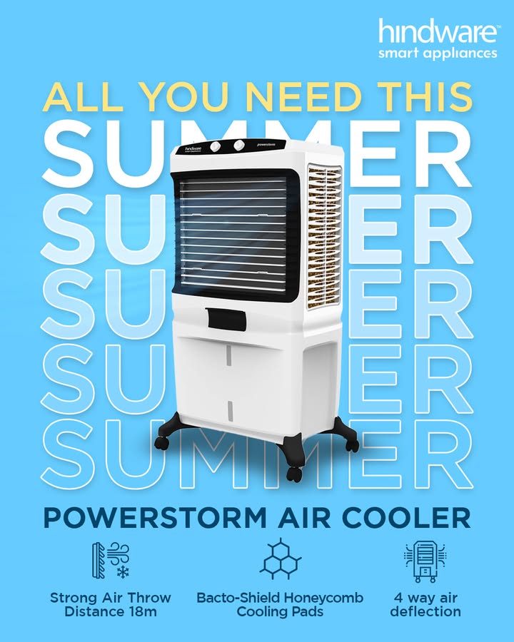 Dont just survive summer enjoy it. Get one cooler and enjoy endless comfort with Hindware air coolers