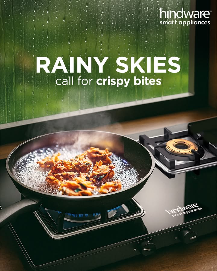 Rainy skies call for cravings that cant wait. With Hindware Cooktops, get the crisp without the chaos