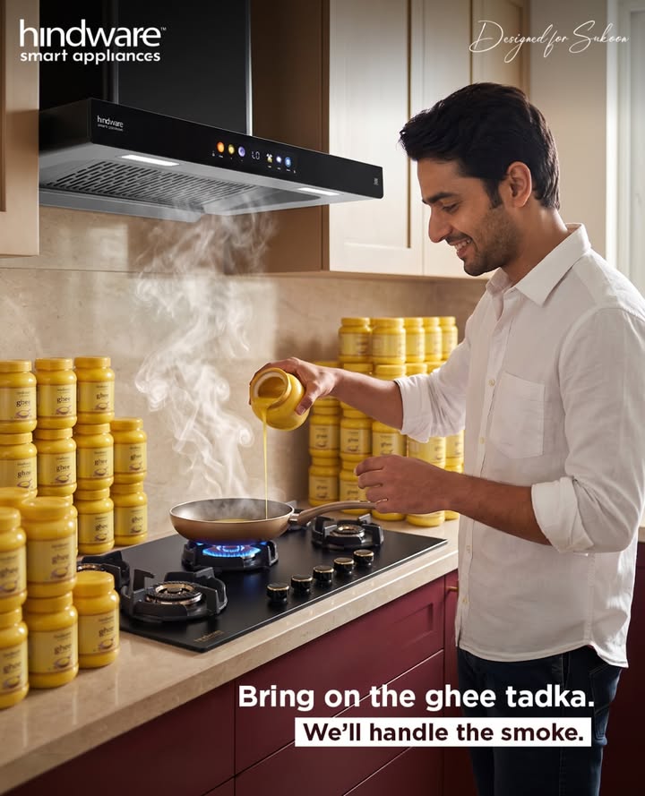 Go heavy on the ghee With Hindware Maxx Suction taking care of the smoke, your kitchen stays safe and sound hindwares...