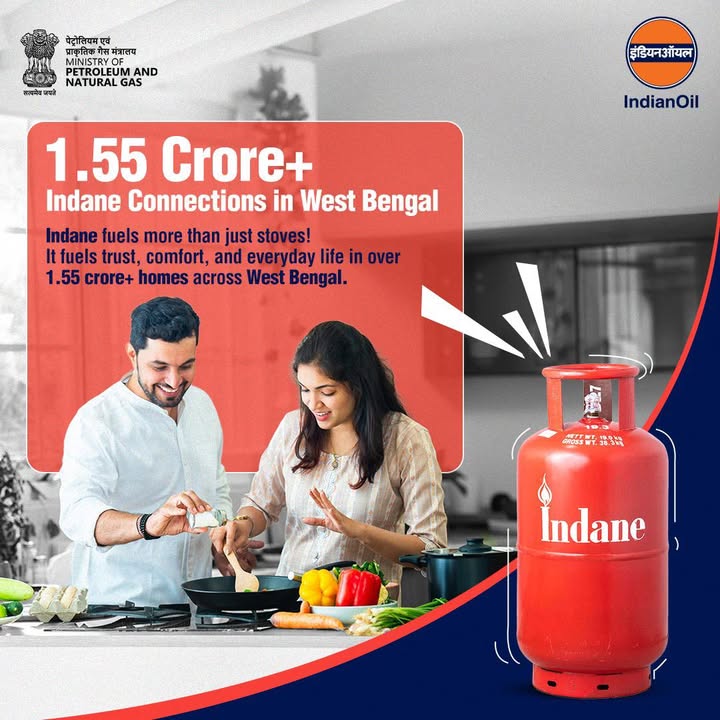 Across 1.55 crore homes in West Bengal, its not just gas its trust delivered daily. Indane is more than a connection. Its a commitment Across 1.55 crore homes in West Bengal, its not just gas its trust delivered daily. Indane is more than a connection