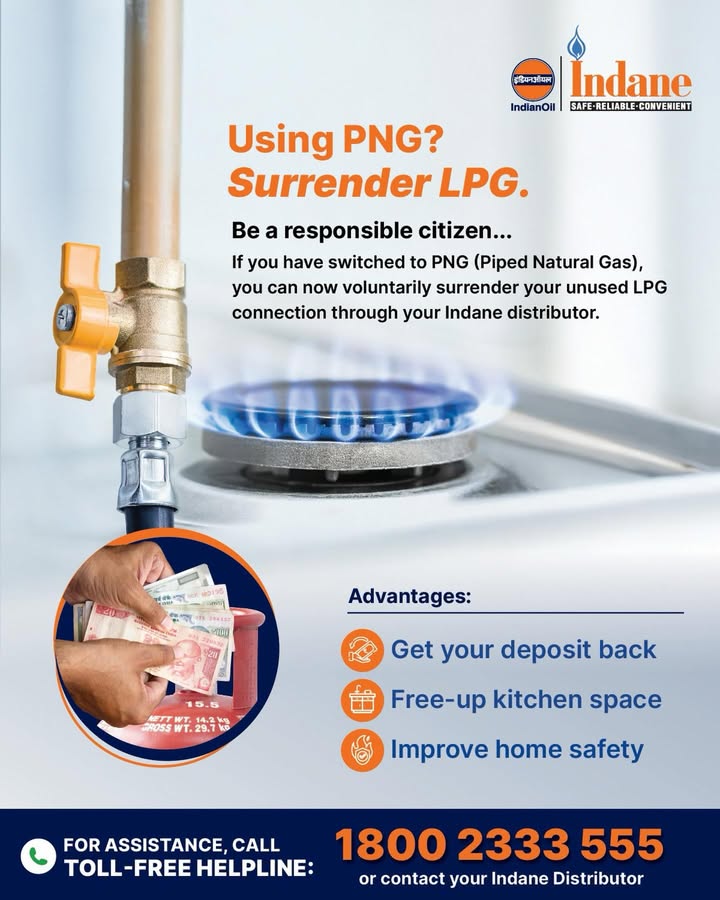 Switched to PNG Dont let your unused LPG cylinder take up space