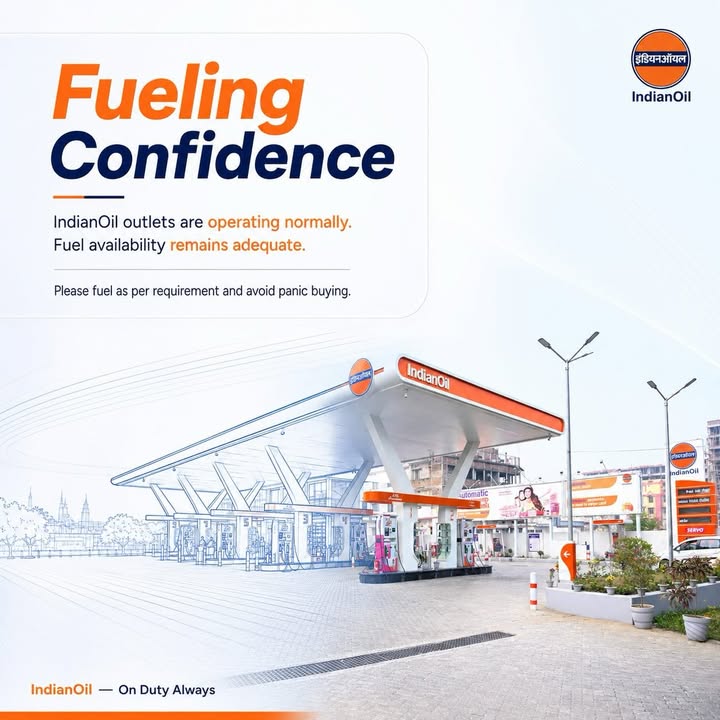 IndianOil retail outlets are operating normally. Fuel supplies are being maintained through continuous replenishment