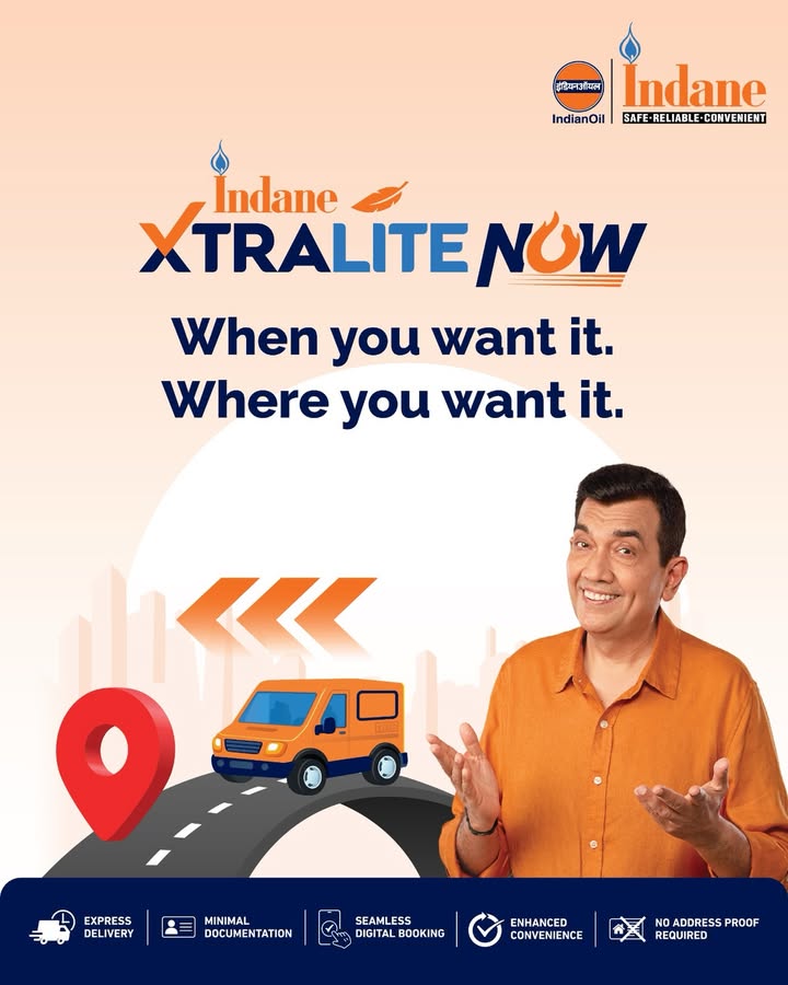 Why wait when your LPG connection can arrive faster With Indane XtraLite NOW, enjoy quick delivery, easy digital booking, ...