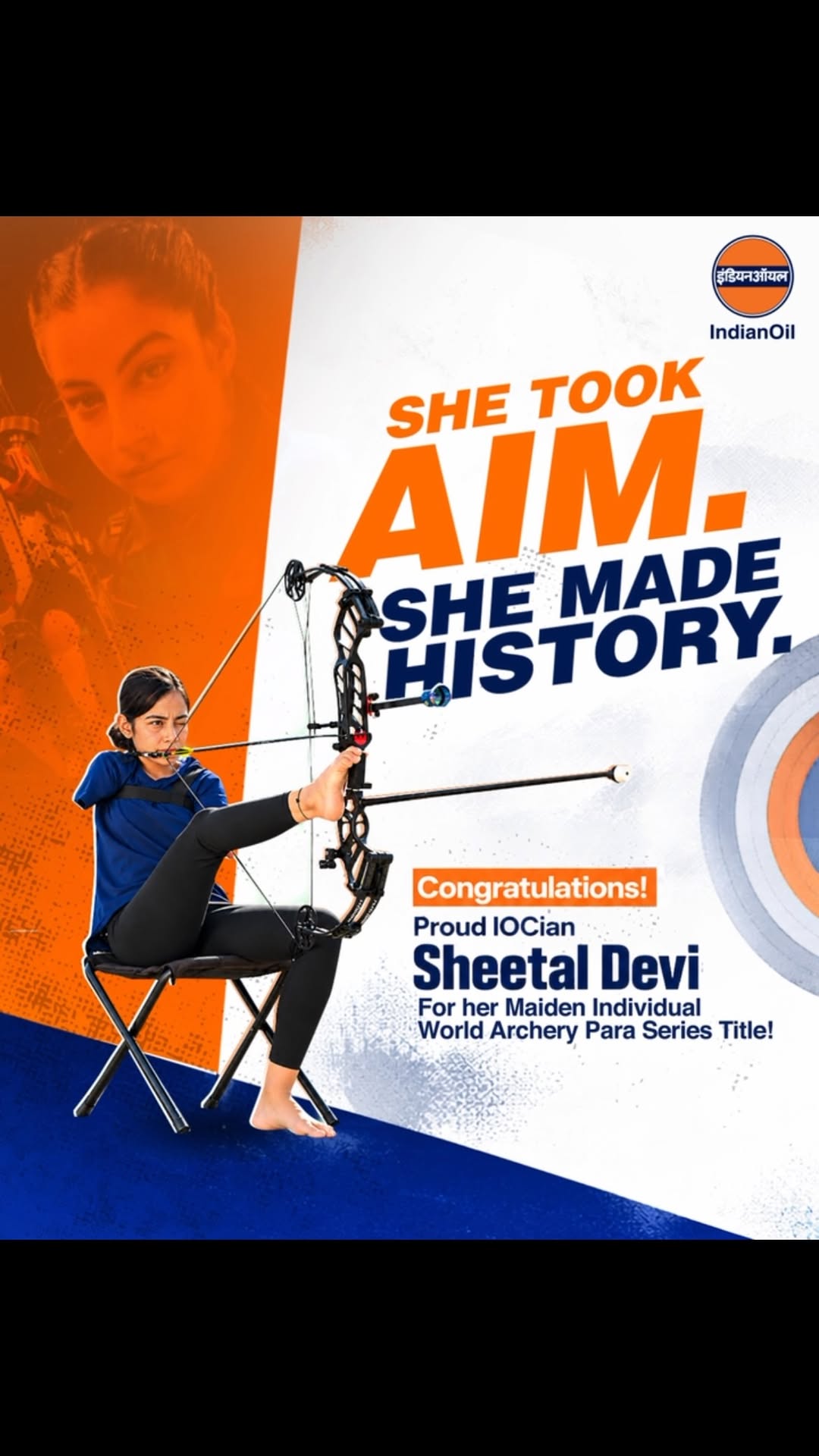 A golden moment for Indian para archery IndianOil sports star Sheetal Devi clinches her maiden individual World Archery Pa...