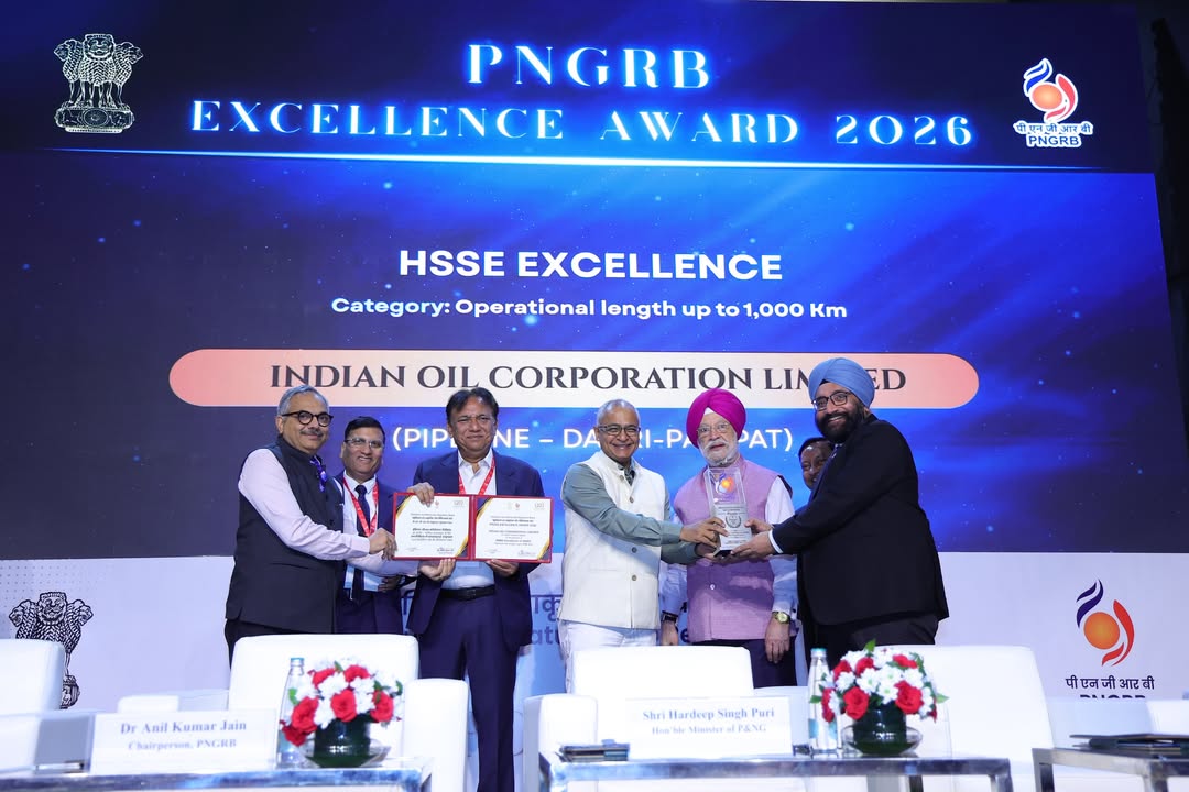 Twin honours for IndianOil IndianOil has bagged the prestigious PNGRB HSSE Excellence Awards 2026 for its Dadri Panipat...