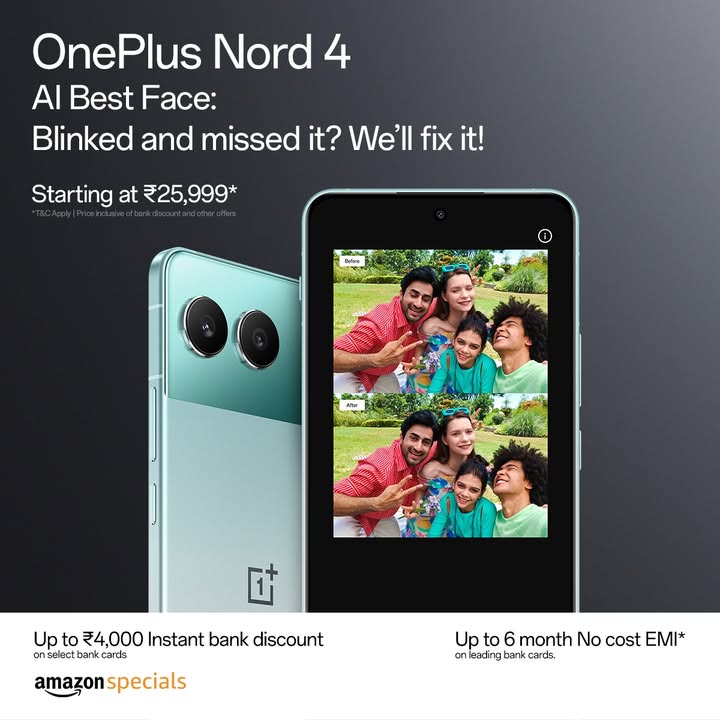 Blink freely. Smile wide. OnePlusNord4 with AI Best Face. Buy now https amzn.to 4gBAPiP OnePlusAI AIBeginsWithNord