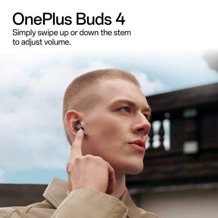 Slide into sound control right from your ear. OnePlusBuds4 Slide into sound control right from your ear. OnePlusBuds4