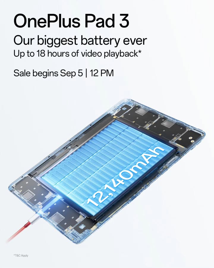 Watch more. Charge less. OnePlusPad3