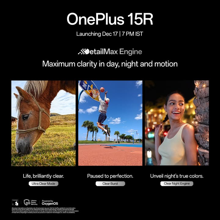 See the full picture https www.oneplus.in launch oneplus 15r The picture details Maxed out. OnePlus15R DetailMaxEngine