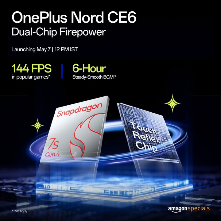 Faster than you remember. OnePlusNordCE6 powered by the Snapdragon 7s Gen 4 Chipset