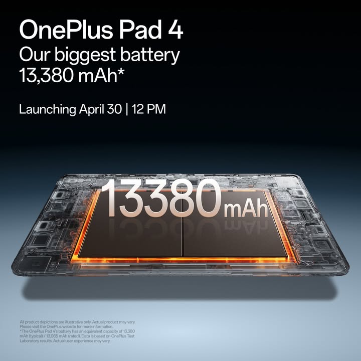 We made the battery A LOT BIGGER. OnePlusPad4 Apr 30, 12 PM IST Get notified https www.oneplus.in launch pad 4