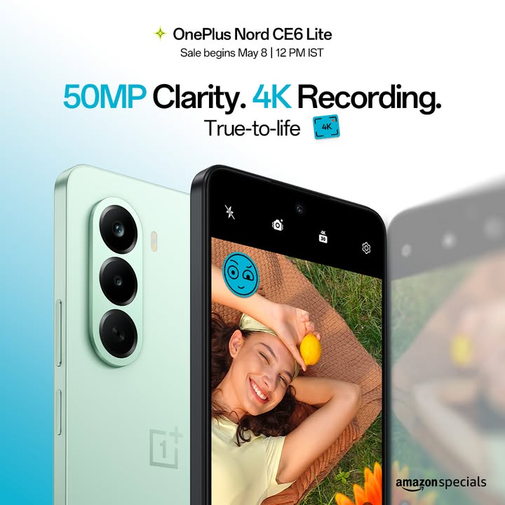 Keeps it real, every time with 50MP camera clarity. OnePlusNordCE6Lite Launching May 7, 12 PM IST