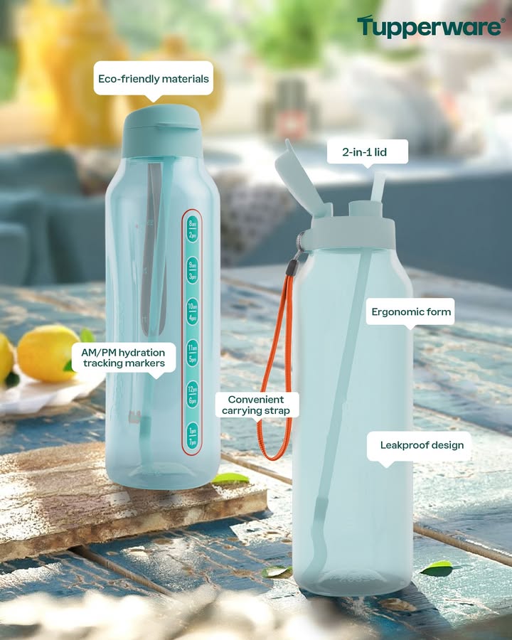Hydration made simple, stylish, and smart. Say hello to the Tupperware ECO AquaVibe Bottle 1.2L your new everyday essential for hitting hydration goals with ease and flair Hydration made simple, stylish, and smart. Say hello to the Tupperware ECO AquaVibe Bottle 1