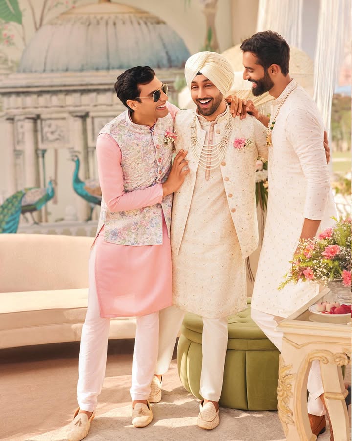 From intricate detailing to refined pastels made for the groom and his men who wear royalty with ease