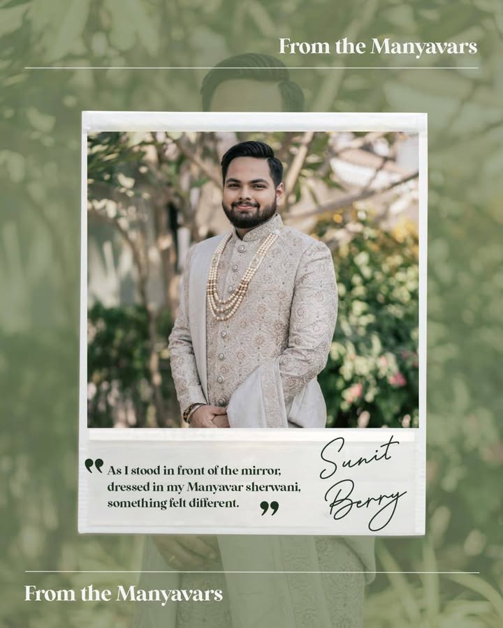 It was the morning of his wedding. Standing in front of the mirror, dressed in his Manyavar sherwani, something shifted