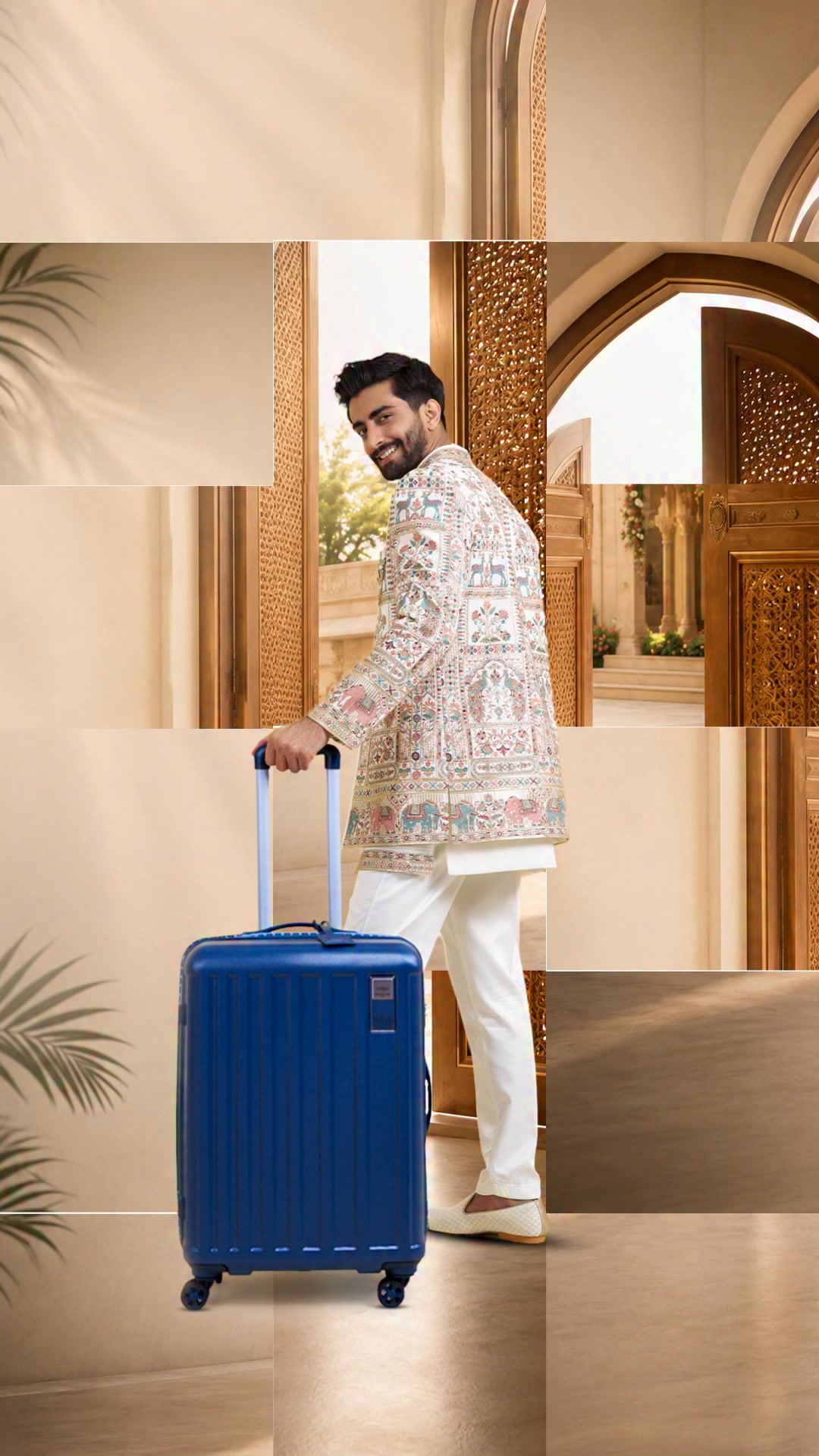 Beach, palace, forest. You name it. The groom is ready for anything. No matter the destination