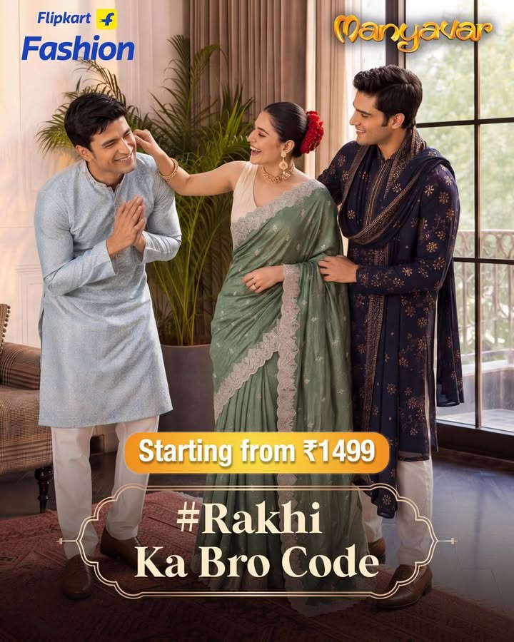 Dressed for the bond. This Raksha Bandhan, make it memorable shop Manyavar fits on Flipkart Fashion Now