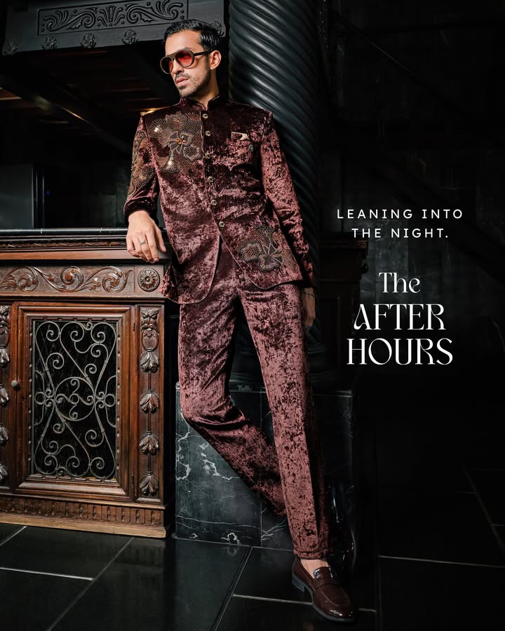 Crushed velvet, handcrafted detailing, and a silhouette that owns the room