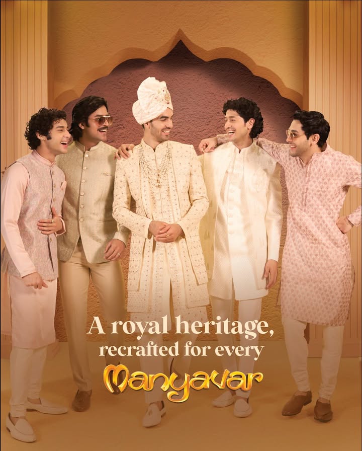 Trendy. Regal. Unforgettable. Presenting The Rajwada Collection, a refreshing blend of heritage and modern elegance. Spot it and shop it at www.manyavar.com or your nearest store Trendy. Regal. Unforgettable. Presenting The Rajwada Collection, a refreshing blend of heritage and modern elegance