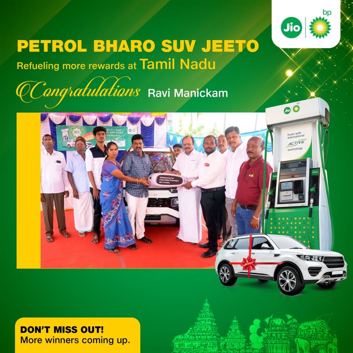 From the land of temples and traditions, Tamil Nadu celebrates a new winner Our Petrol Bharo, SUV Jeeto campaign dr...