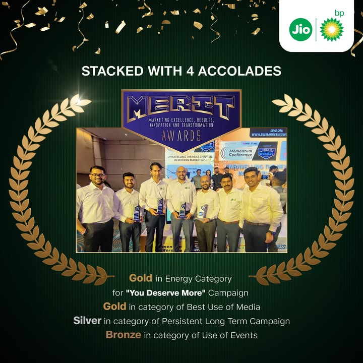 Thrilled to announce that Jio bp shined gold, silver, and bronze at the BW Marketing World Awards 2025, bringing home FOUR p...