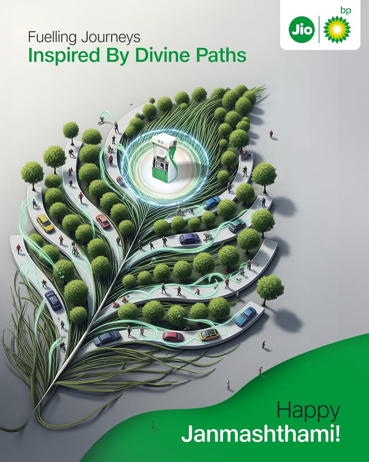 This Janmashtami, as the roads weave like Krishnas beloved peacock feather, Jio bp fuels your journey ahead