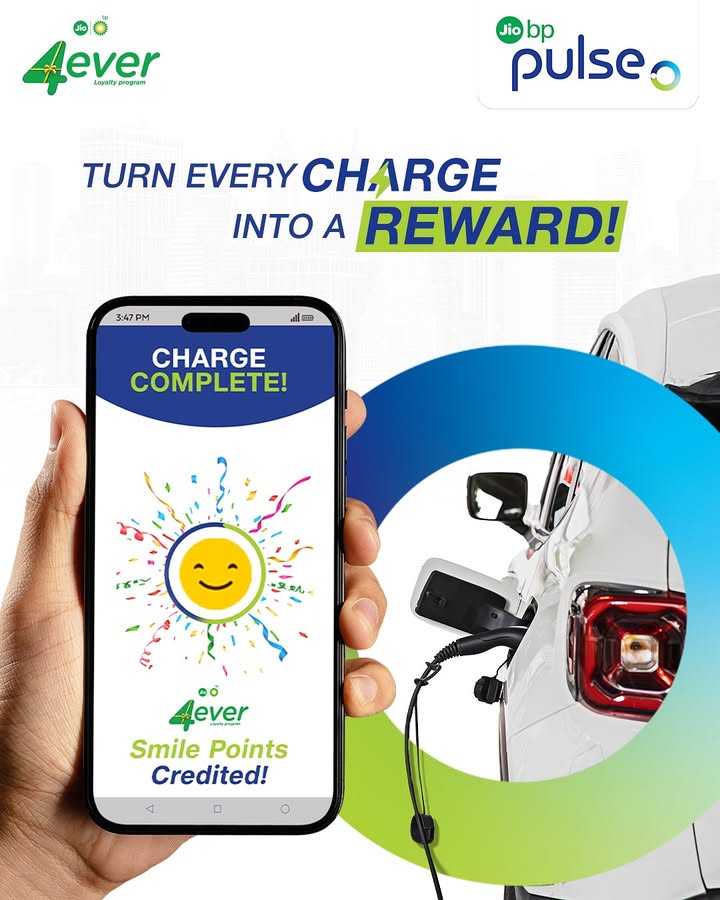 Introducing loyalty program for EV users Now earn Smile Points on every charge. Redeem them anywhere within Jio bp