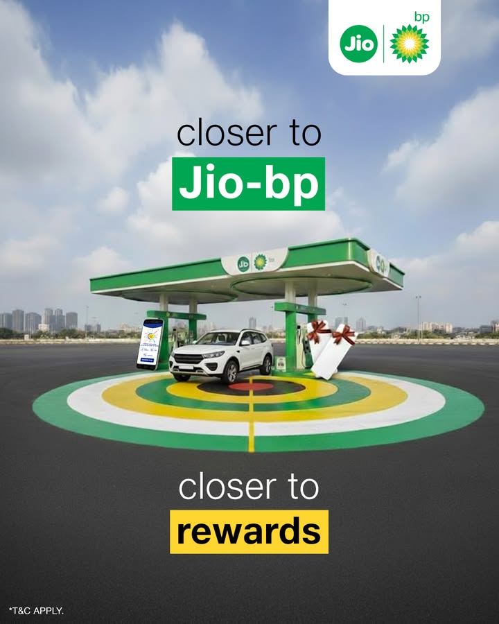 Hit the rewards every time you visit a Jio bp mobility station. Get a chance to win prizes ranging from a grand prize SUV and weekly vouchers worth 2,100 to daily loyalty points of 50. Jiobp PetrolBharoSUVJeeto Hit the rewards every time you visit a Jio bp mobility station