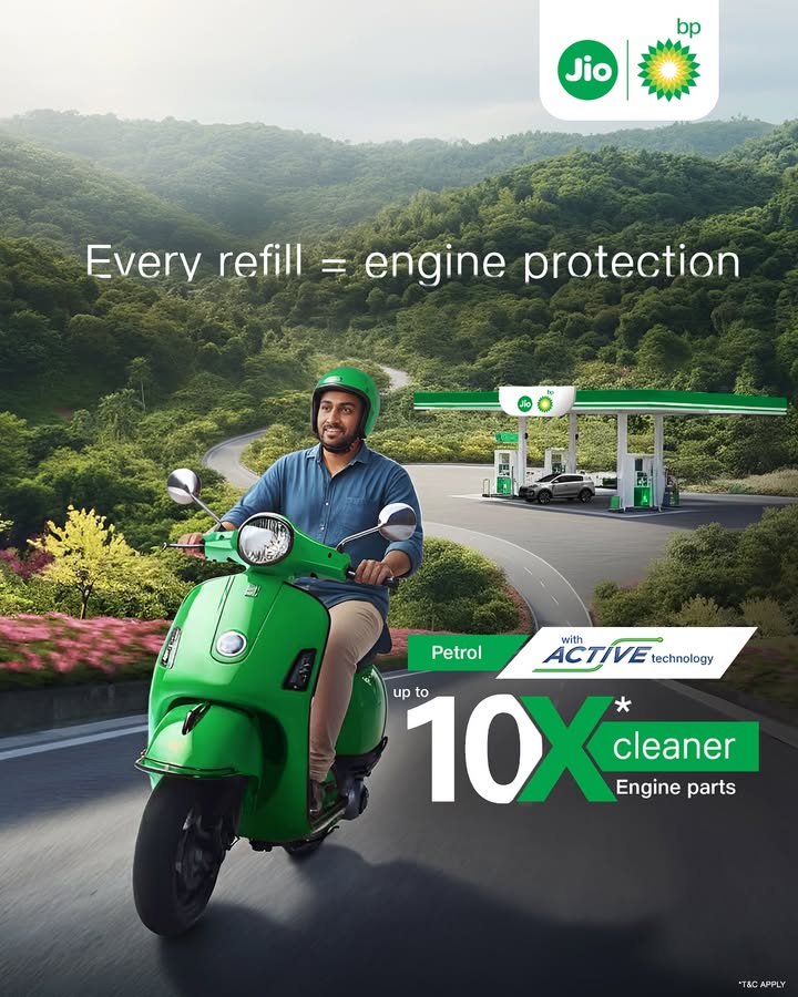 Superior engine protection for everyone at no extra cost Jio bps internationally developed petrol with ACTIVE technology k...