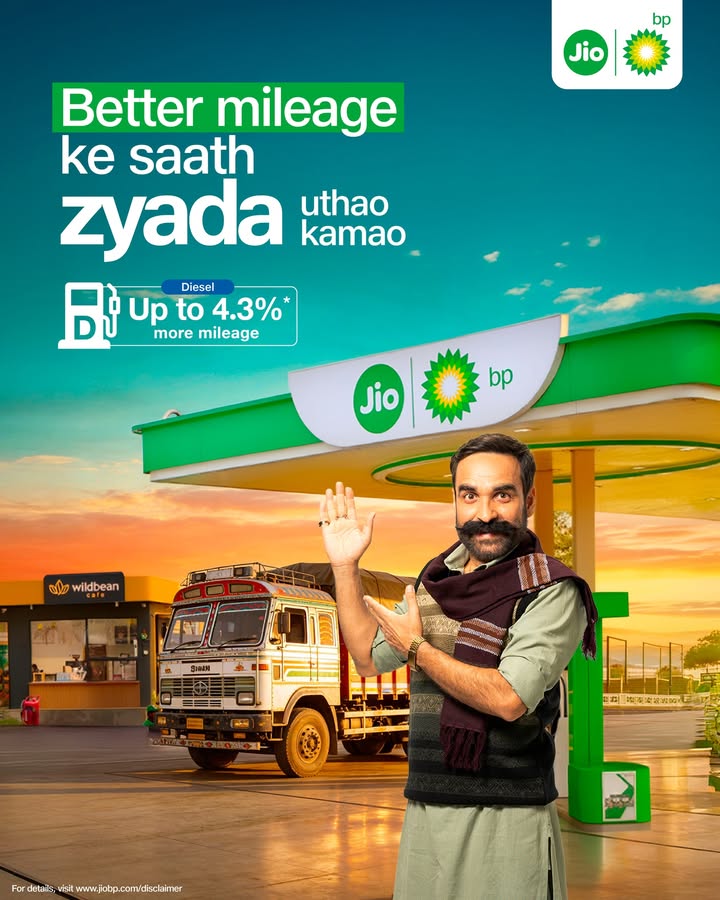 Diesel with ACTIVE Technology at Jio bp delivers up to 4.3 more mileage so every drive goes further