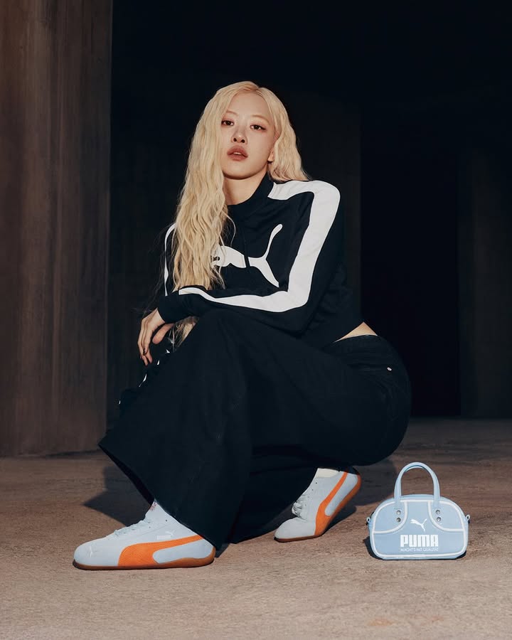 Ros and Speedcat. Come along for the ride. The Speedcat pale blue and orange drop is out now. Shop on PUMA