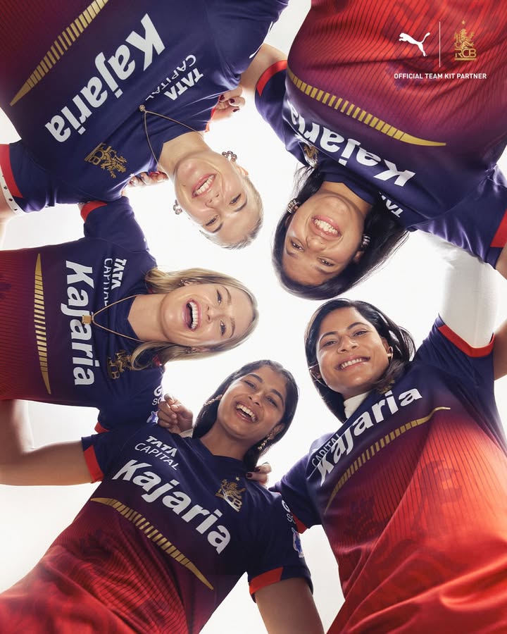 Huddle up girls, its matchday royalchallengers.bengaluru Get PUMAxRCB replica jerseys at PUMA