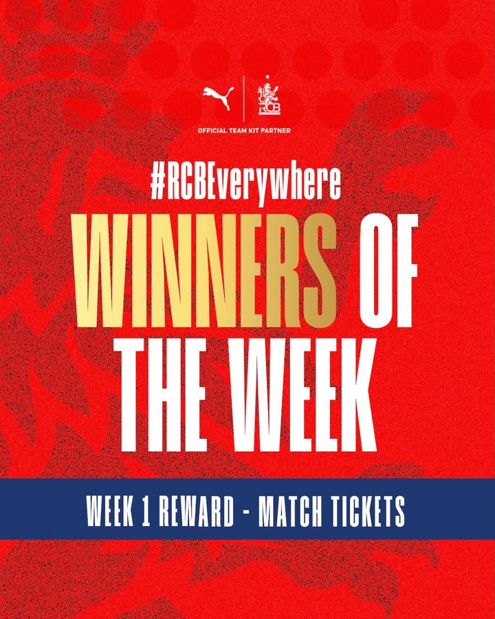  WINNERS OF THE WEEK Congratulations to our top 5 winners of Week 1 who win RCB match tickets Do you want to be n...